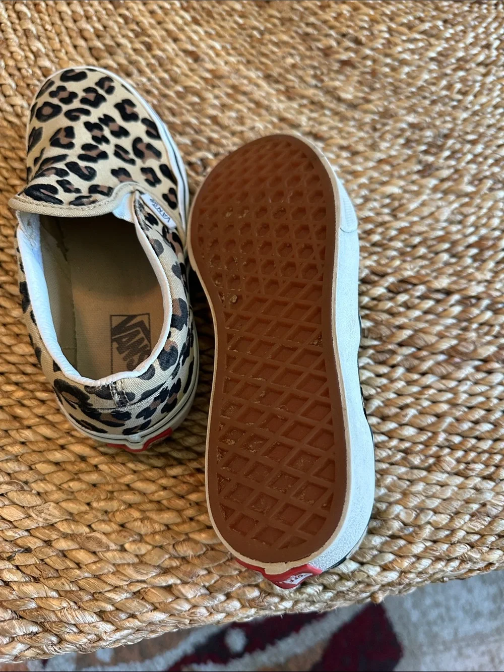 Vans Kids 2.5 Slip-On Sneakers in Leopard Print Tan and Black